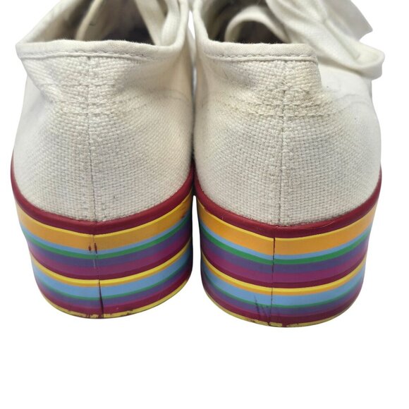 Superga Womens White Canvas Sneakers With Rainbow Platform Sole - Picture 4 of 7